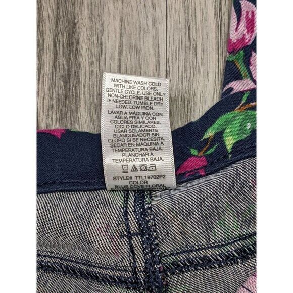 Time And Tru Womens Size XS (0-2) Birds Floral Skinny Pull On Cropped Pants - Picture 5 of 10